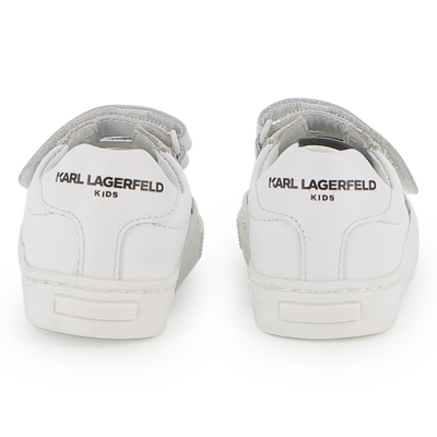 Baskets basses en cuir de vachette KARL LAGERFELD KIDS UNISEXE