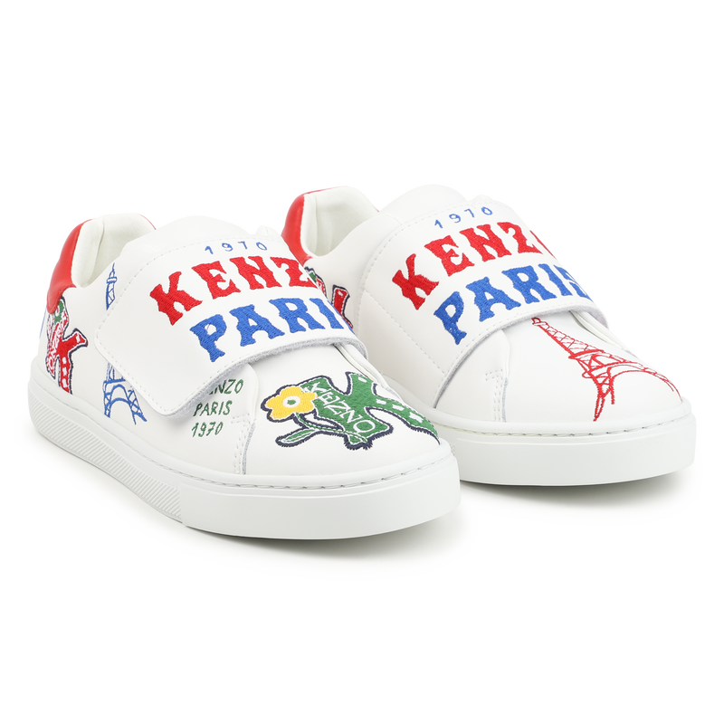 Baskets en cuir avec bande auto-agrippante KENZO KIDS 
                    GARCON
