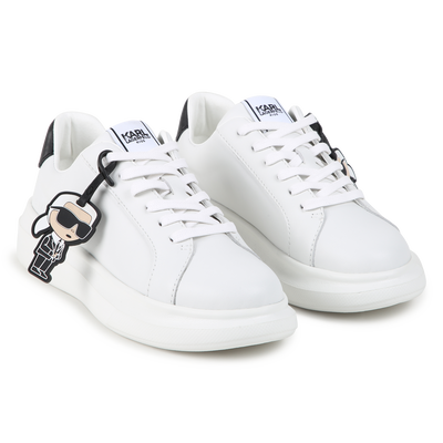 Baskets en cuir de vachette &agrave; lacets KARL LAGERFELD KIDS GARCON