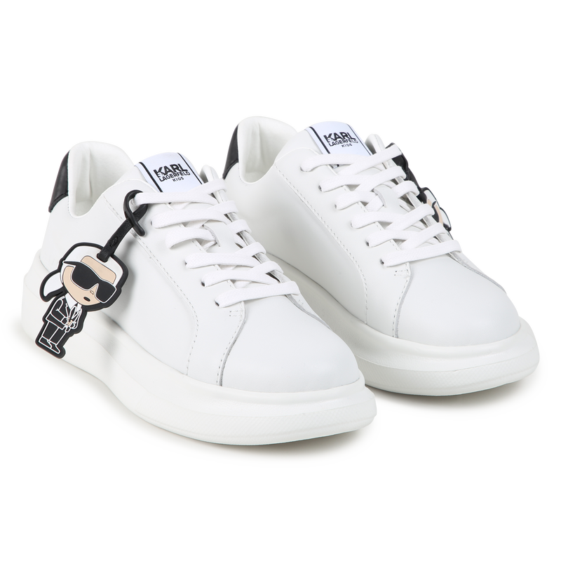 Baskets en cuir de vachette &agrave; lacets KARL LAGERFELD KIDS 
                        GARCON