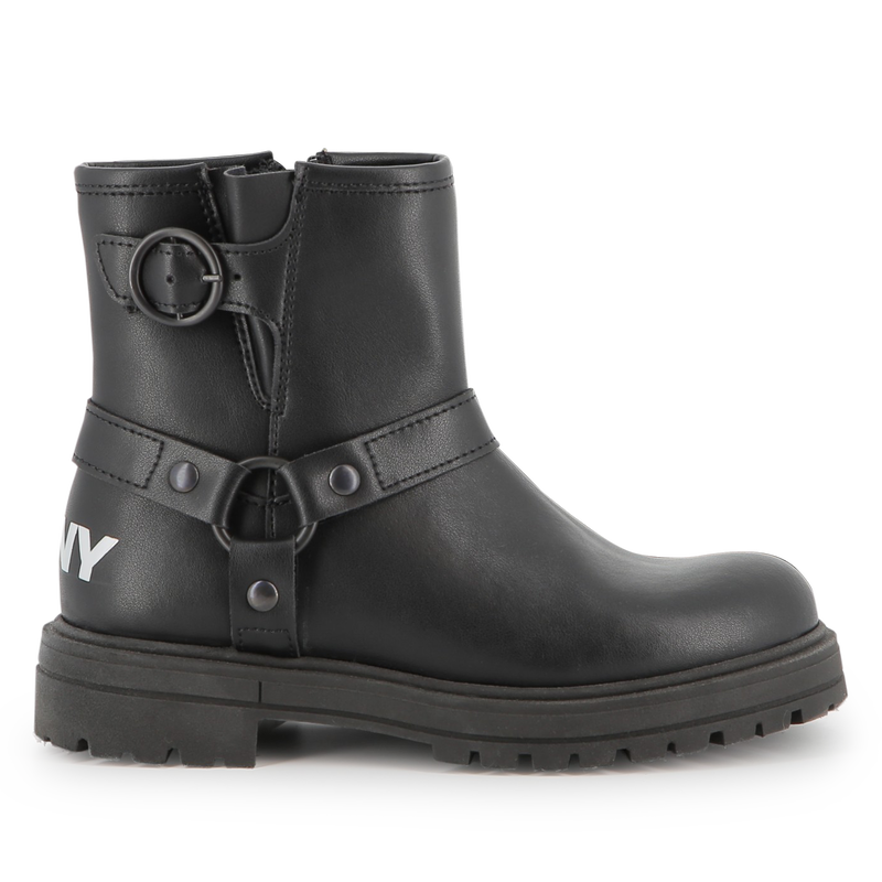 Bottes motard en cuir de vachette DKNY 
                    FILLE