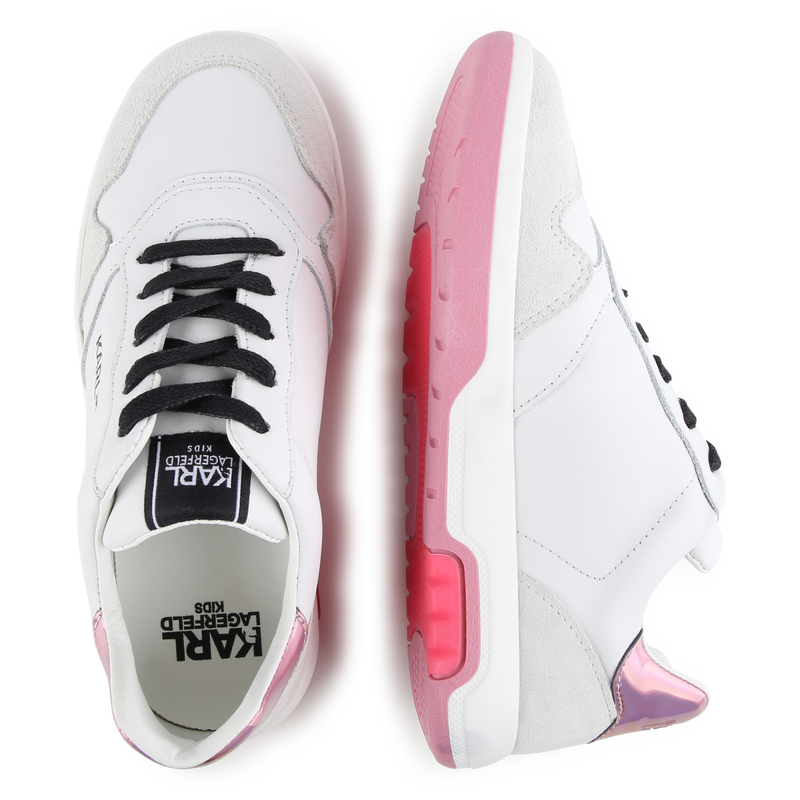 Baskets basses en cuir de vachette KARL LAGERFELD KIDS 
                    FILLE