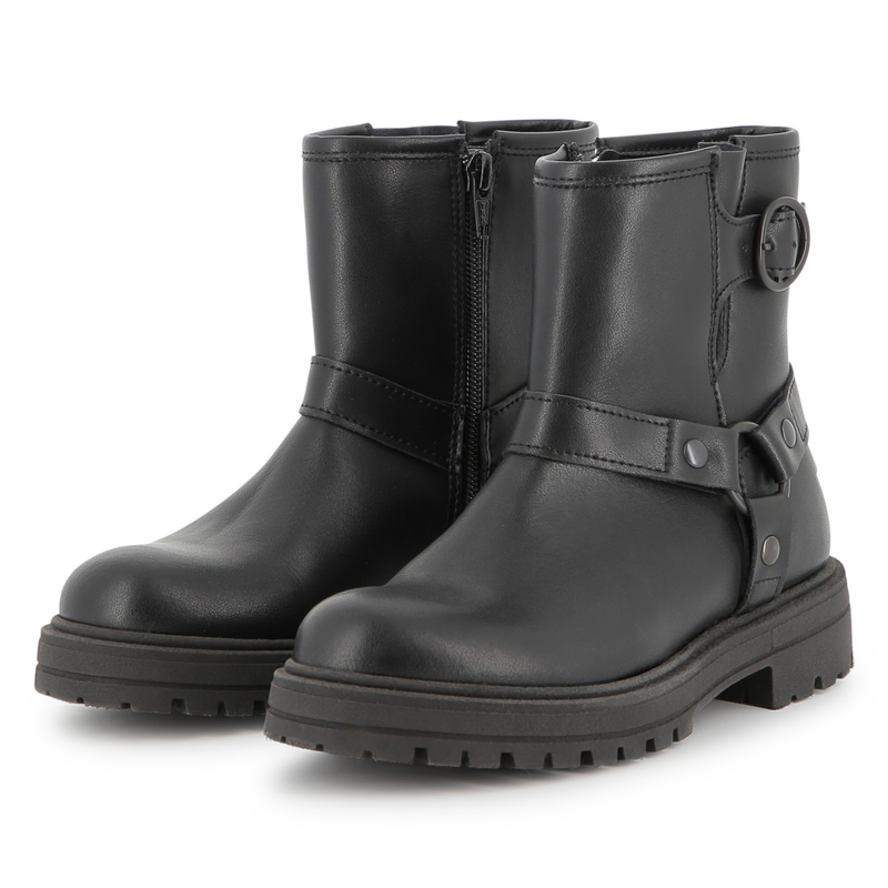 Bottes motard en cuir de vachette DKNY 
                    FILLE