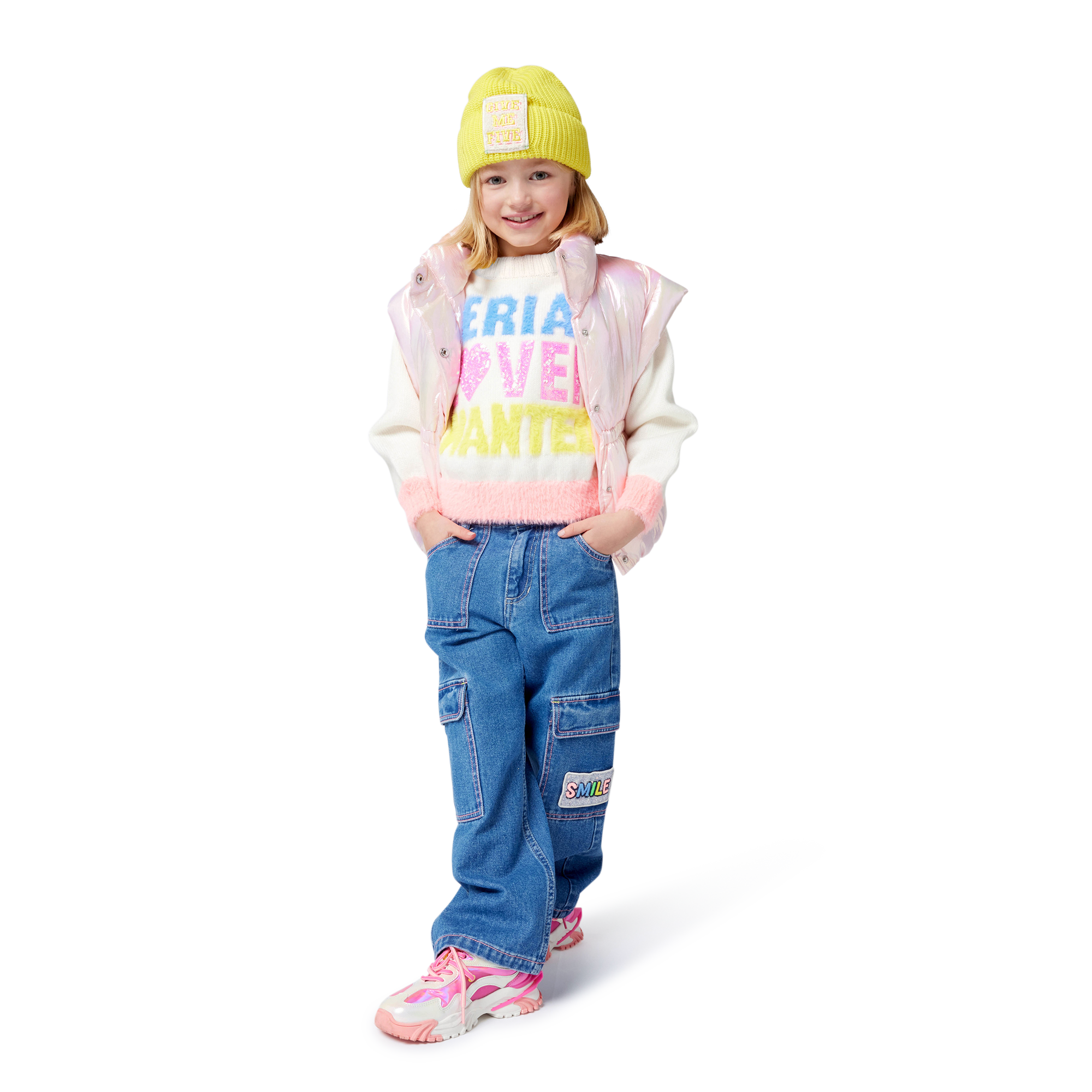 Cache-oreilles Fille Billieblush U21648 - Fausse Fourrure, Badge étoile/cœur à Paillettes - Bleu Indigo, Taille Normale - 13