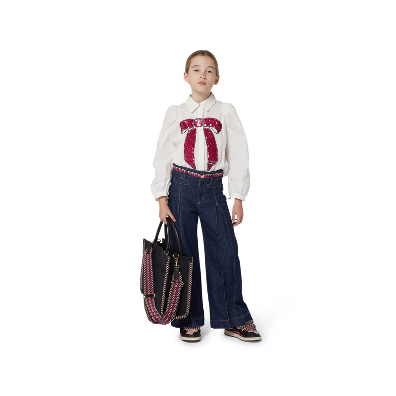Jean évasé avec plis et tresse LANVIN 
                    FILLE