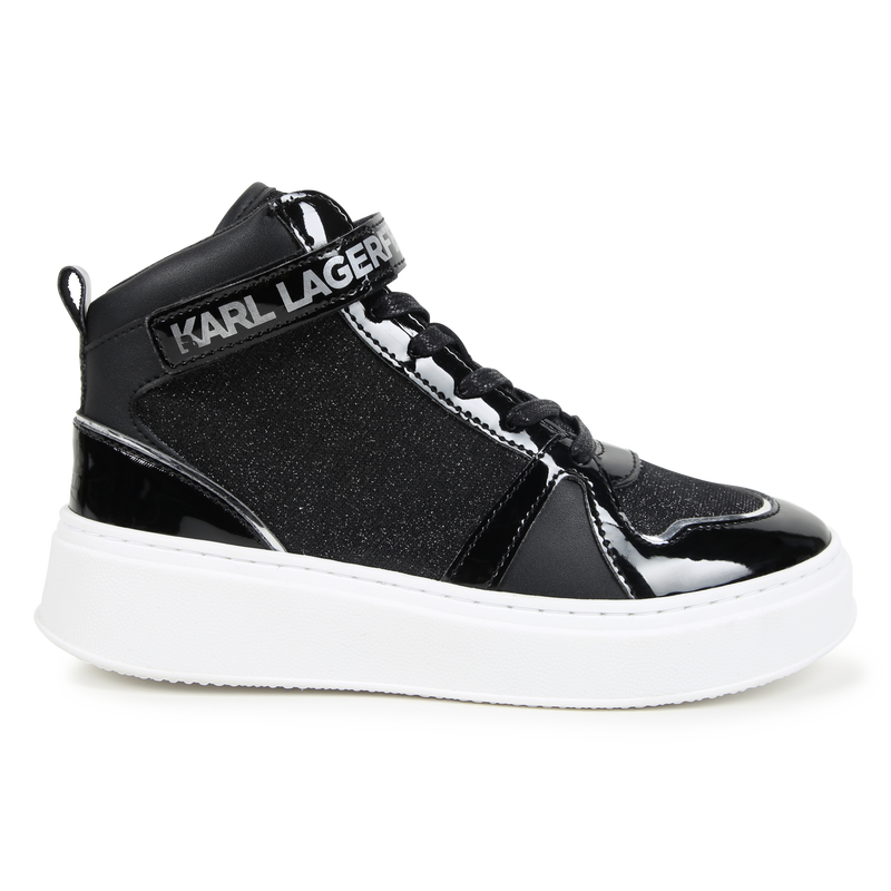 Baskets montantes en cuir de vachette KARL LAGERFELD KIDS 
                        FILLE