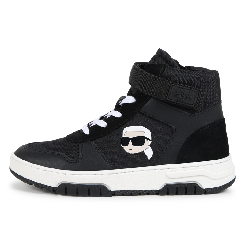 Baskets montantes en cuir de vachette KARL LAGERFELD KIDS 
                    GARCON