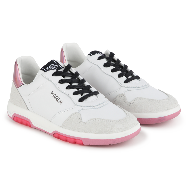 Baskets basses en cuir de vachette KARL LAGERFELD KIDS 
                    FILLE