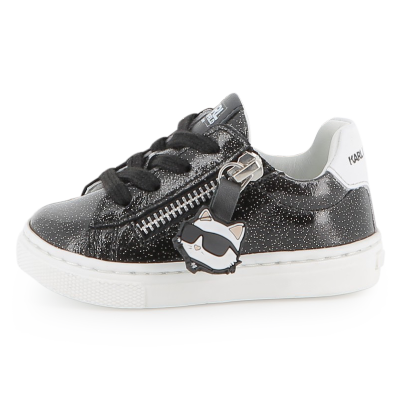 Baskets basses en cuir de vachette KARL LAGERFELD KIDS 
                        FILLE