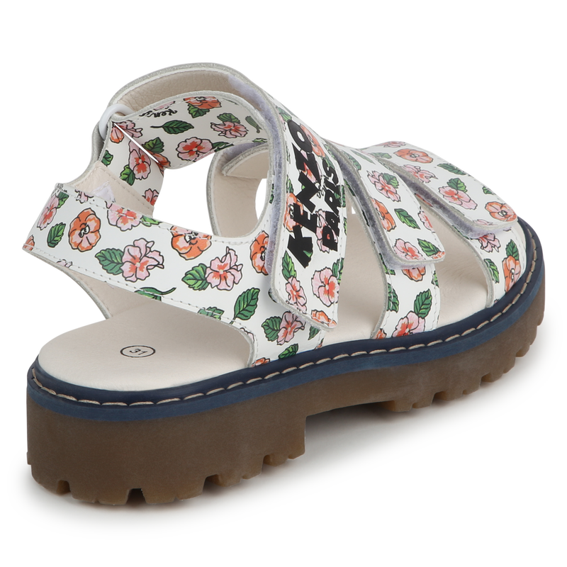 Sandales en cuir avec bande auto-agrippante KENZO KIDS 
                    FILLE