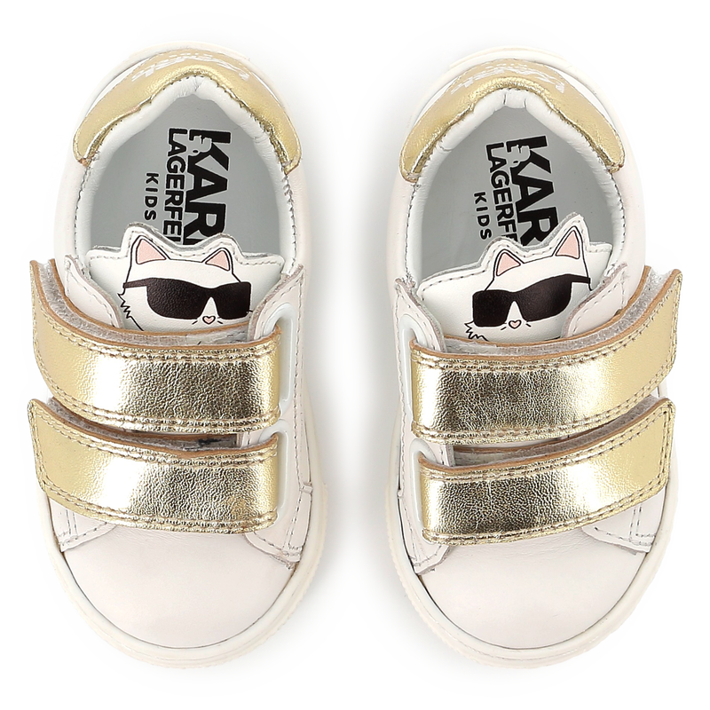 Baskets en cuir à fermeture par bandes auto aggrip KARL LAGERFELD KIDS 
                    FILLE