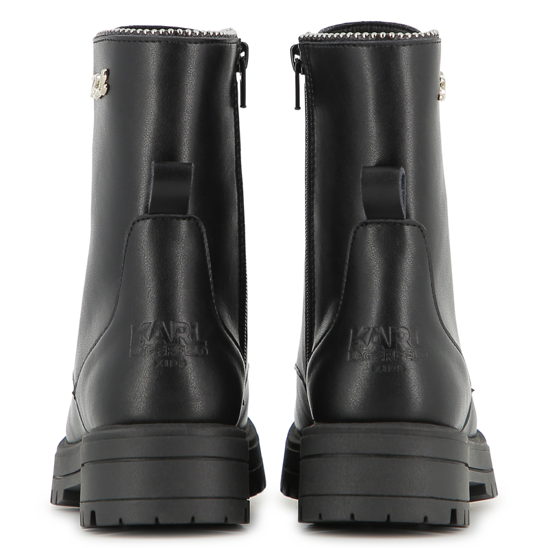 Botte à lacets mi-mollet en cuir de vachette KARL LAGERFELD KIDS 
                    FILLE
