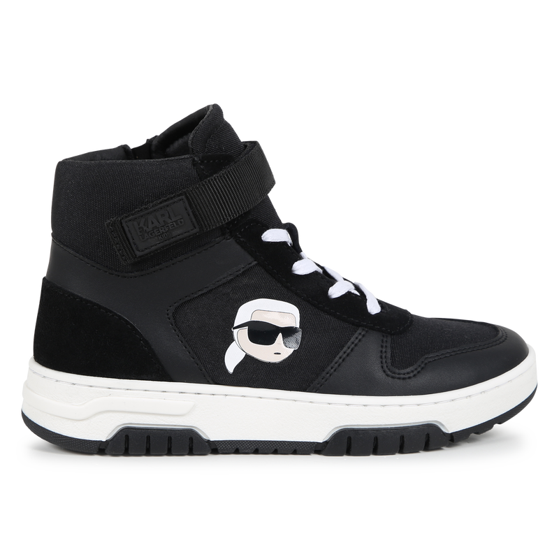 Baskets montantes en cuir de vachette KARL LAGERFELD KIDS 
                        GARCON