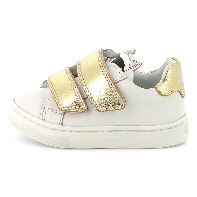 Baskets en cuir à fermeture par bandes auto aggrip KARL LAGERFELD KIDS 
                    FILLE