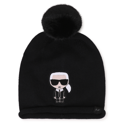 Bonnet &agrave; pompom KARL LAGERFELD KIDS FILLE