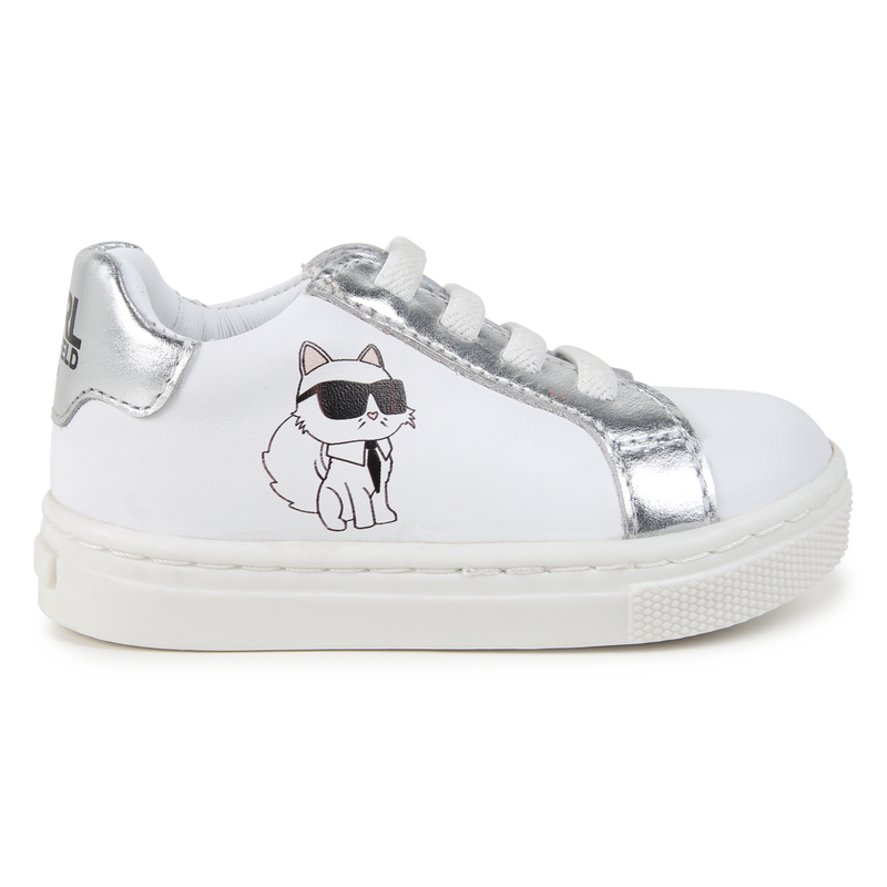 Baskets basses en cuir de vachette KARL LAGERFELD KIDS 
                    UNISEXE