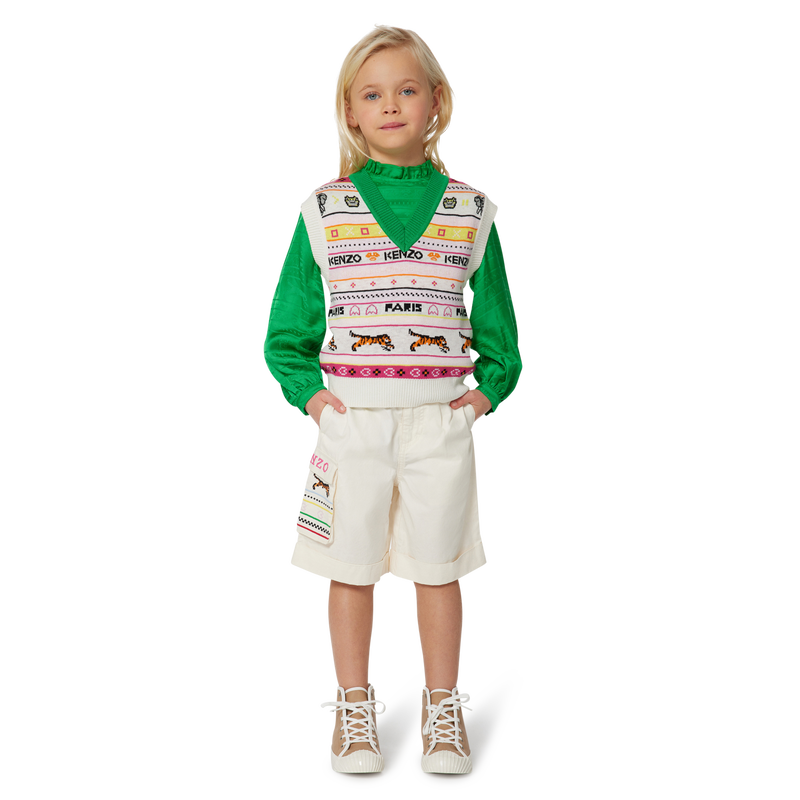 Bermuda brodé en coton KENZO KIDS 
                    FILLE