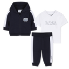 Ensemble cardigan + pantalon + Tee-shirt, BLEU CARGO, hi-res