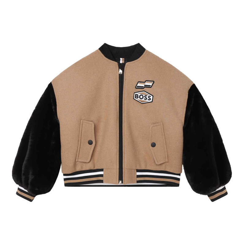 Blouson bimatière avec badges BOSS 
                    FILLE