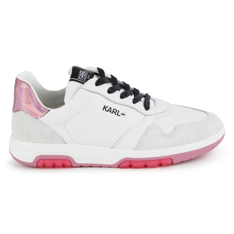 Baskets basses en cuir de vachette KARL LAGERFELD KIDS 
                    FILLE