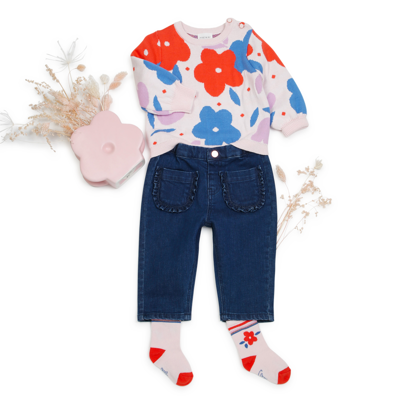 Pull en tricot motif fleurs CARREMENT BEAU 
                        FILLE