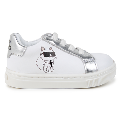 Baskets basses en cuir de vachette KARL LAGERFELD KIDS UNISEXE