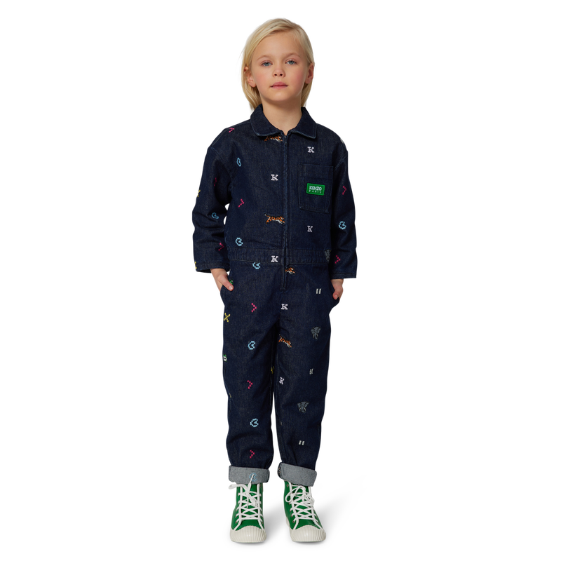 Combinaison en jean brodé KENZO KIDS 
                    FILLE