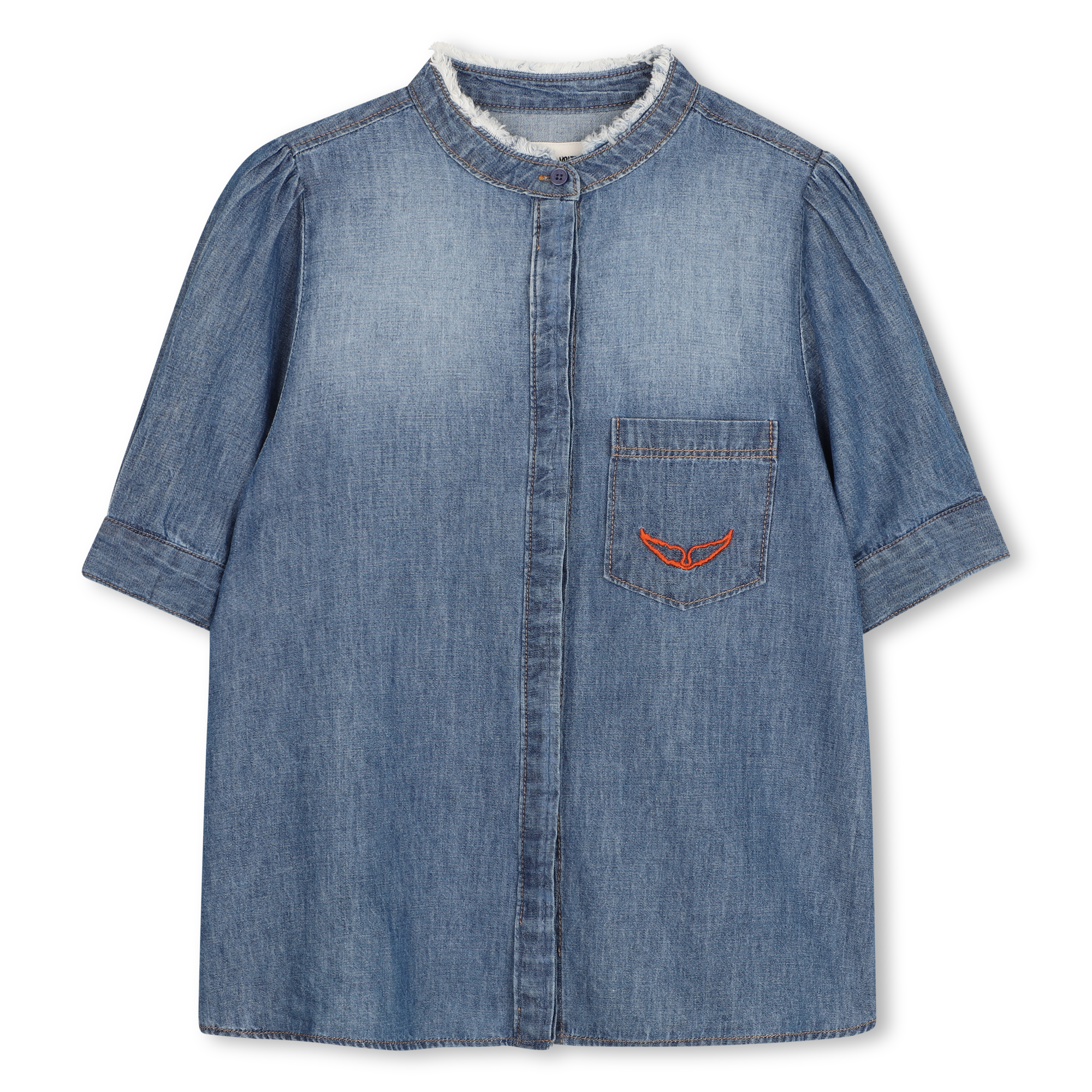 Zadig & Voltaire - Chemise Col Officier - Denim Blue - Fille - 12 Ans Zadig & Voltaire - Chemise Col Officier - Denim Blue - Fille - 12 Ans