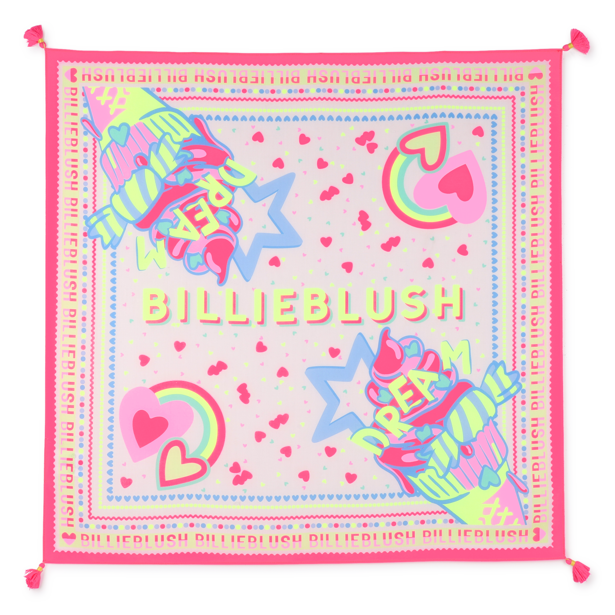 Billieblush - Foulard Imprimé Fantaisie - Rose Fluo - Fille - Taille Unique