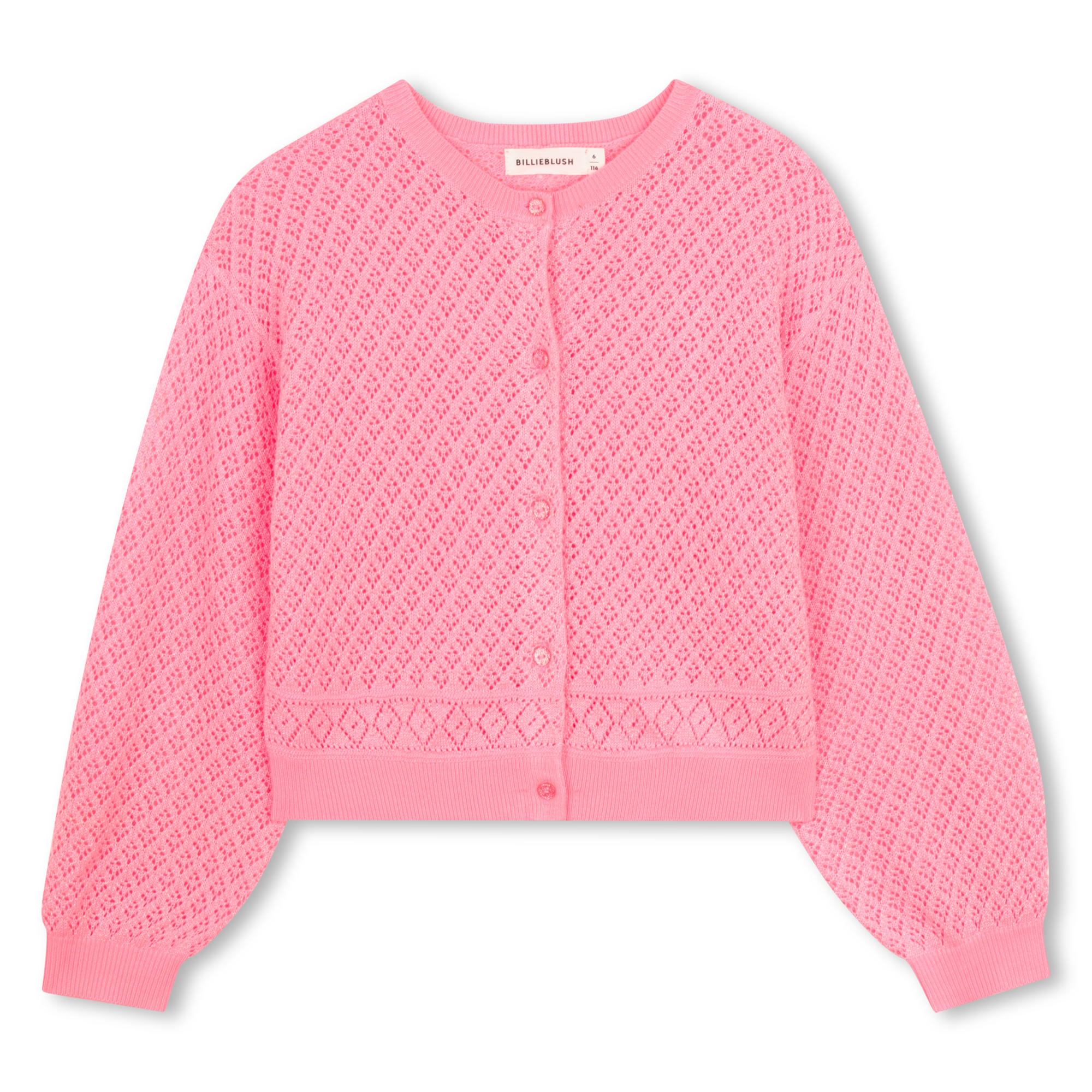 Billieblush - Gilet En Maille Ajouré - Rose Fluo - Fille - 6 Ans Billieblush - Gilet En Maille Ajouré - Rose Fluo - Fille - 6 Ans