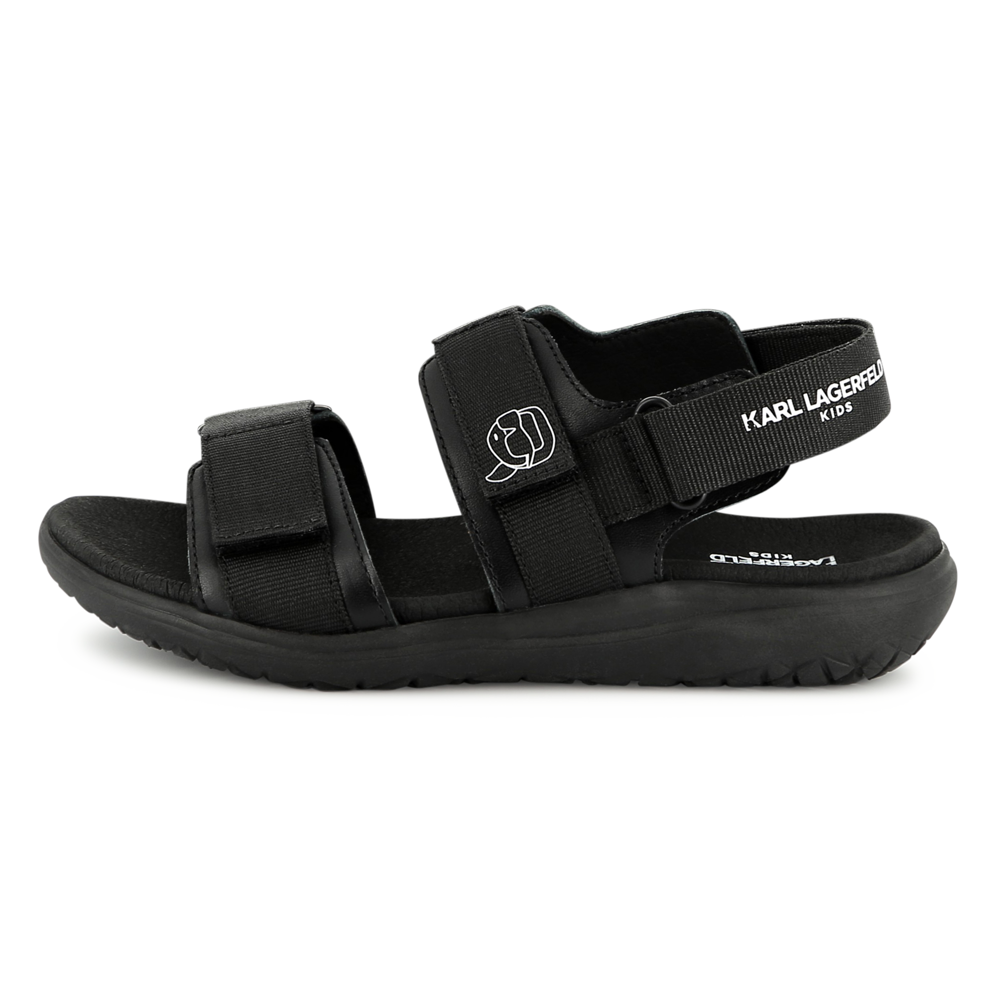 Karl+Lagerfeld+Kids+-+Sandales+En+Cuir+à+Fermeture+Par+Bandes+Auto+Aggri+-+Garcon+-+Taille+30+-+Noir+-+Kids+Around