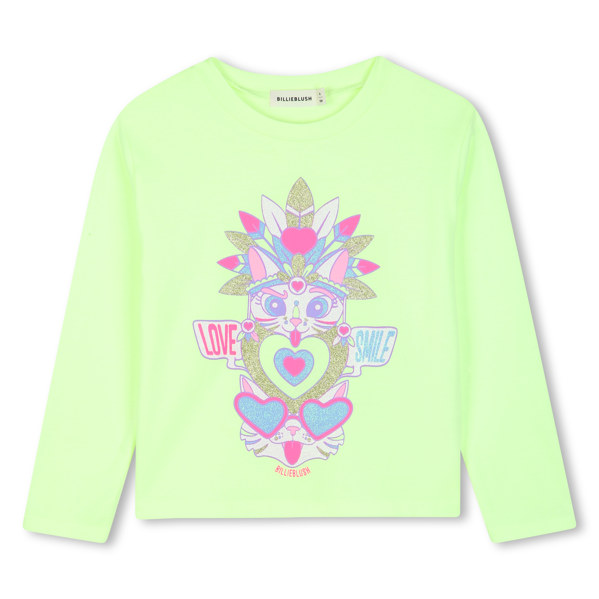 Billieblush - Tee-shirt Manches Longues - Green Lemon - Fille - 6 Ans