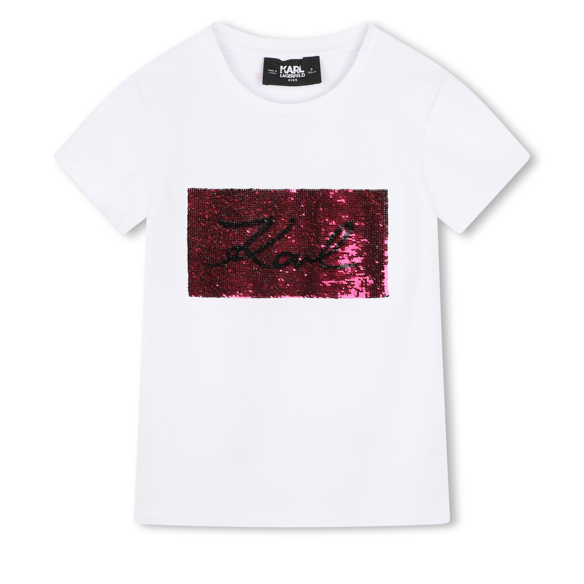 Karl+Lagerfeld+Kids+-+T-shirt+Orne+De+Sequins+Reversibles+-+Fille+-+Taille+3+ans+-+Blanc+-+Kids+Around