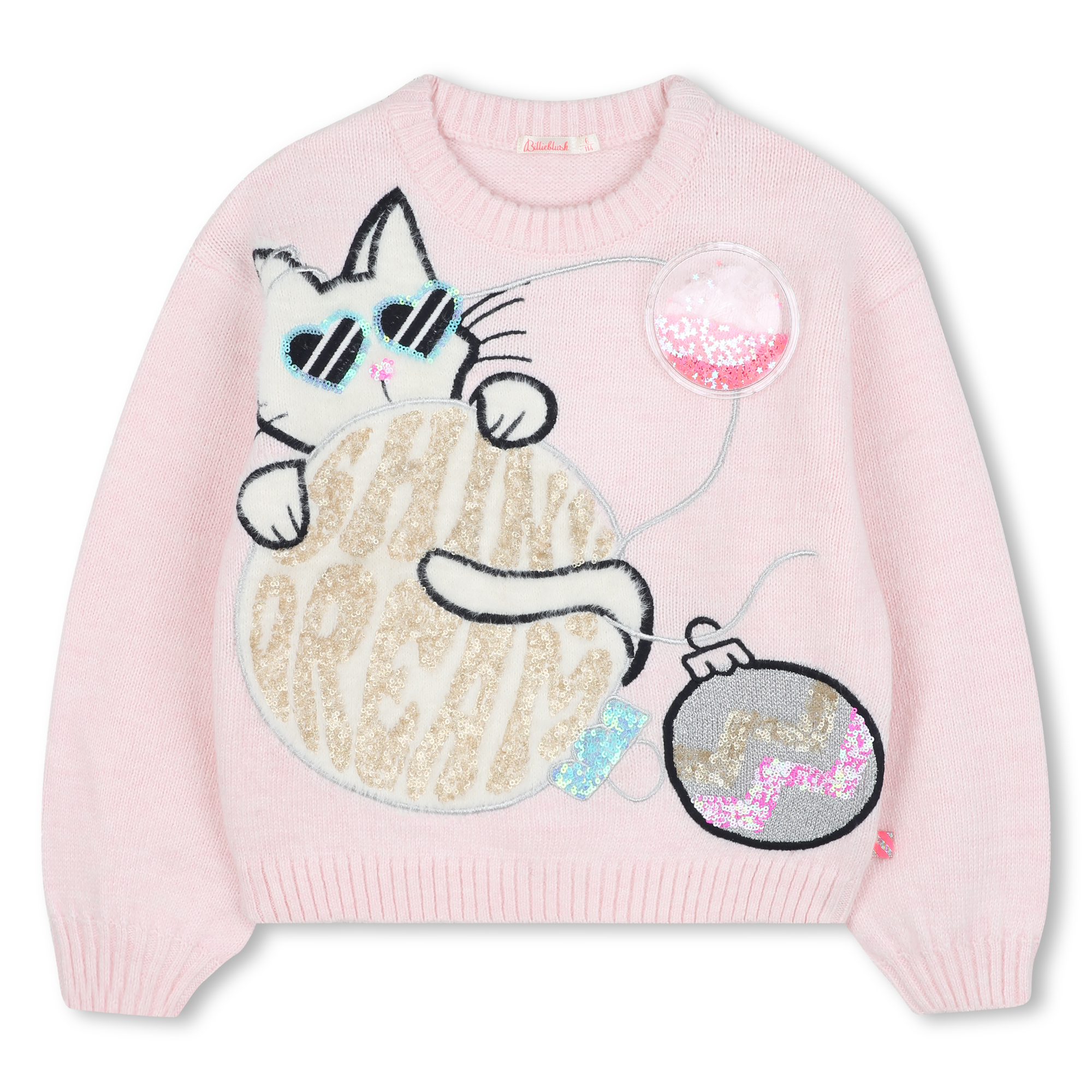 Billieblush+-+Pull+De+Noel+En+Tricot+-+Fille+-+Taille+10+ans+-+Rose+-+Kids+Around