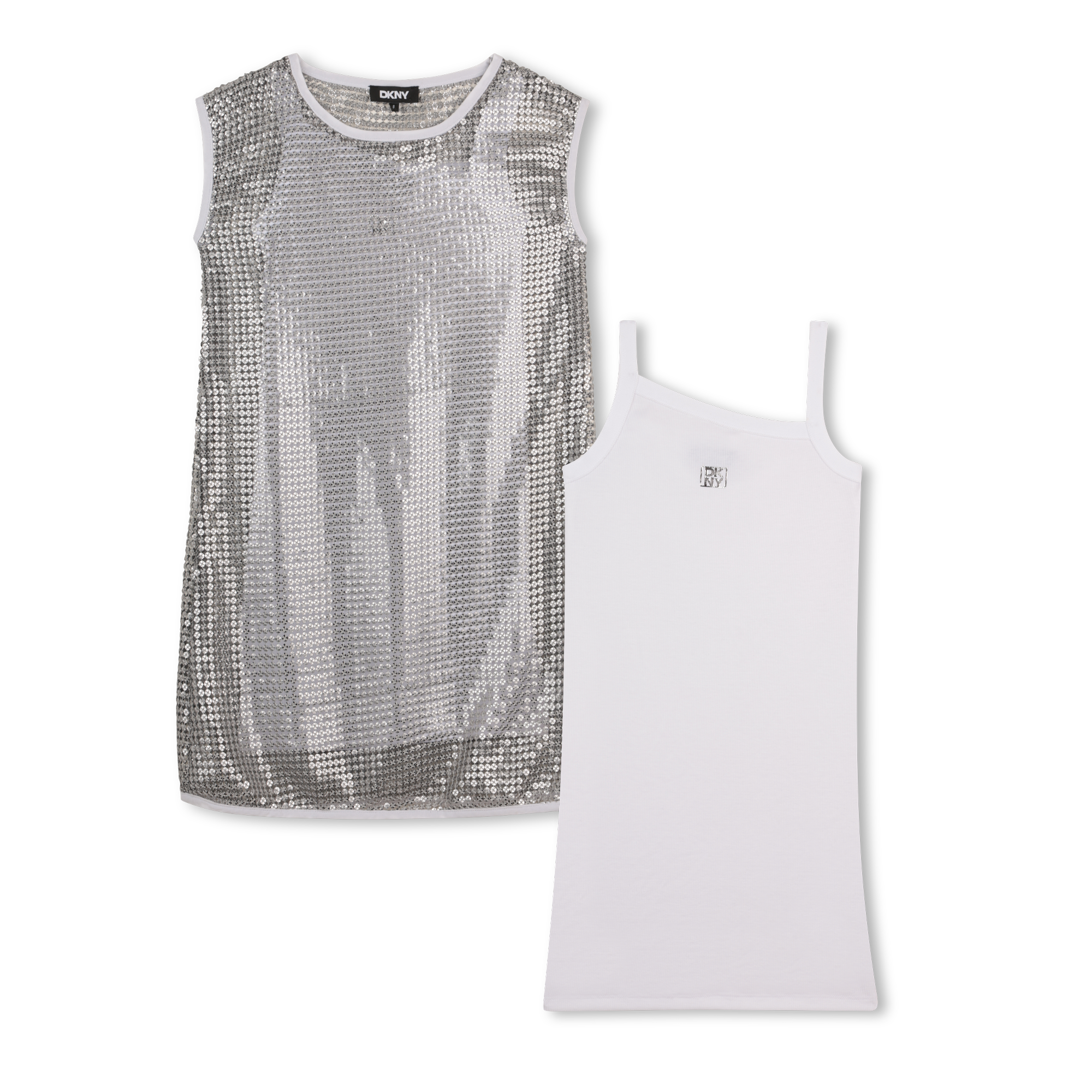 Dkny - Robe A Manches Courtes - Silver - Fille - 6 Ans