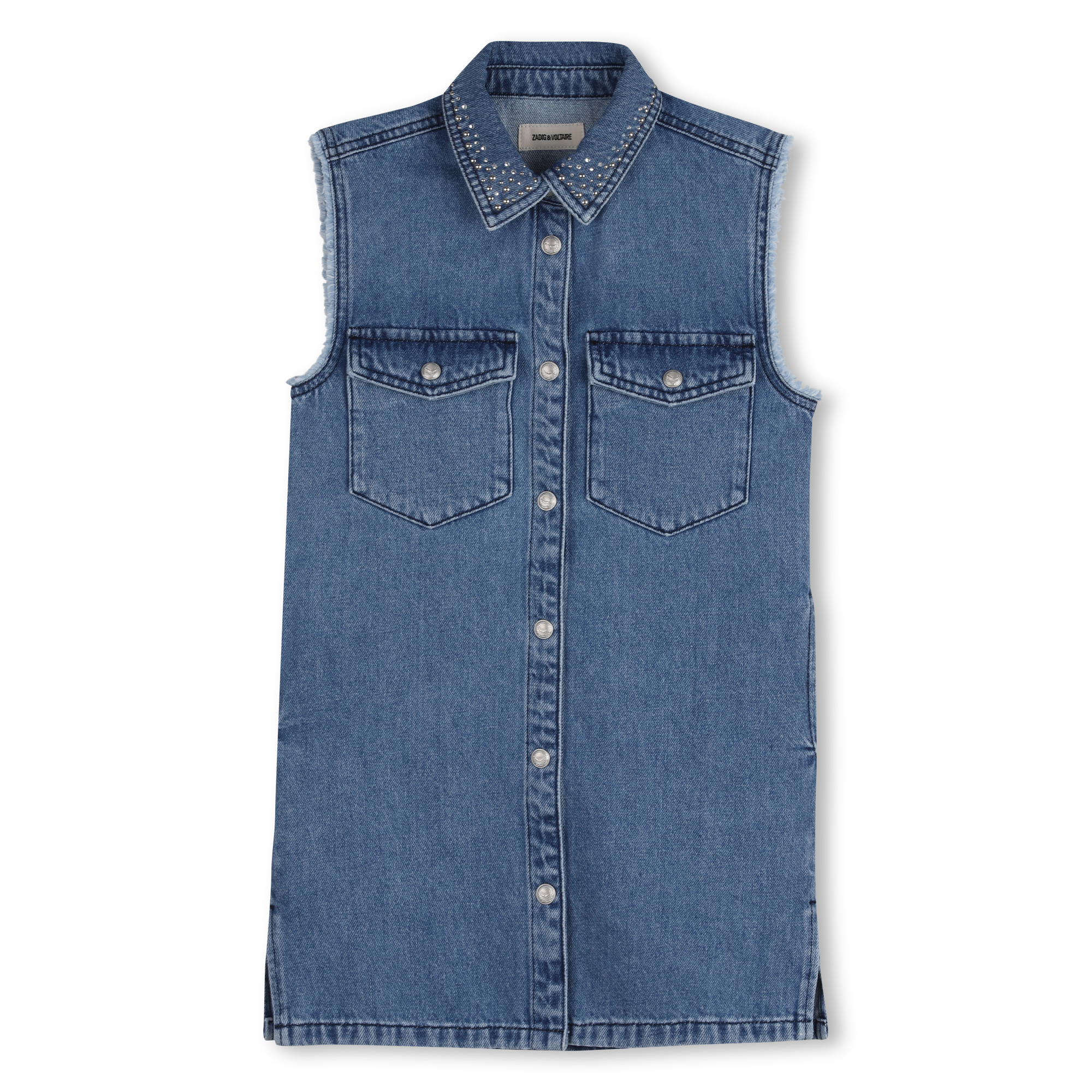 Zadig & Voltaire - Robe Chemise Sans Manches - Double Stone+brossage - Fille - 12 Ans