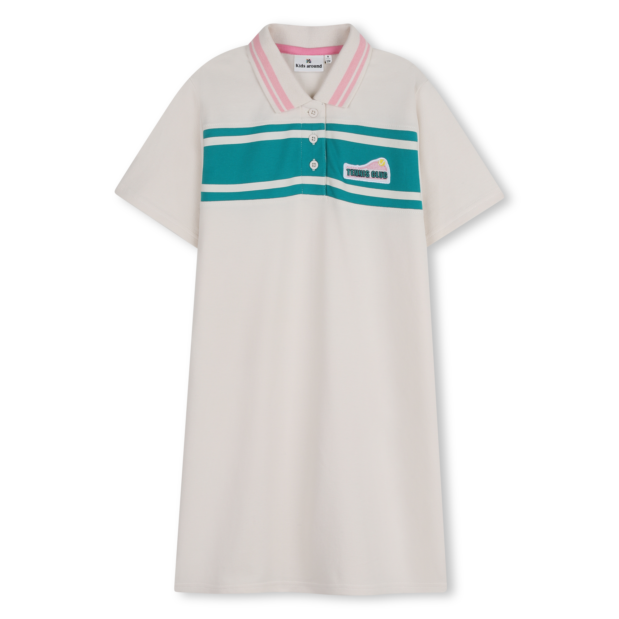 Kids Around - Robe Polo - Craie - Fille - 8 Ans