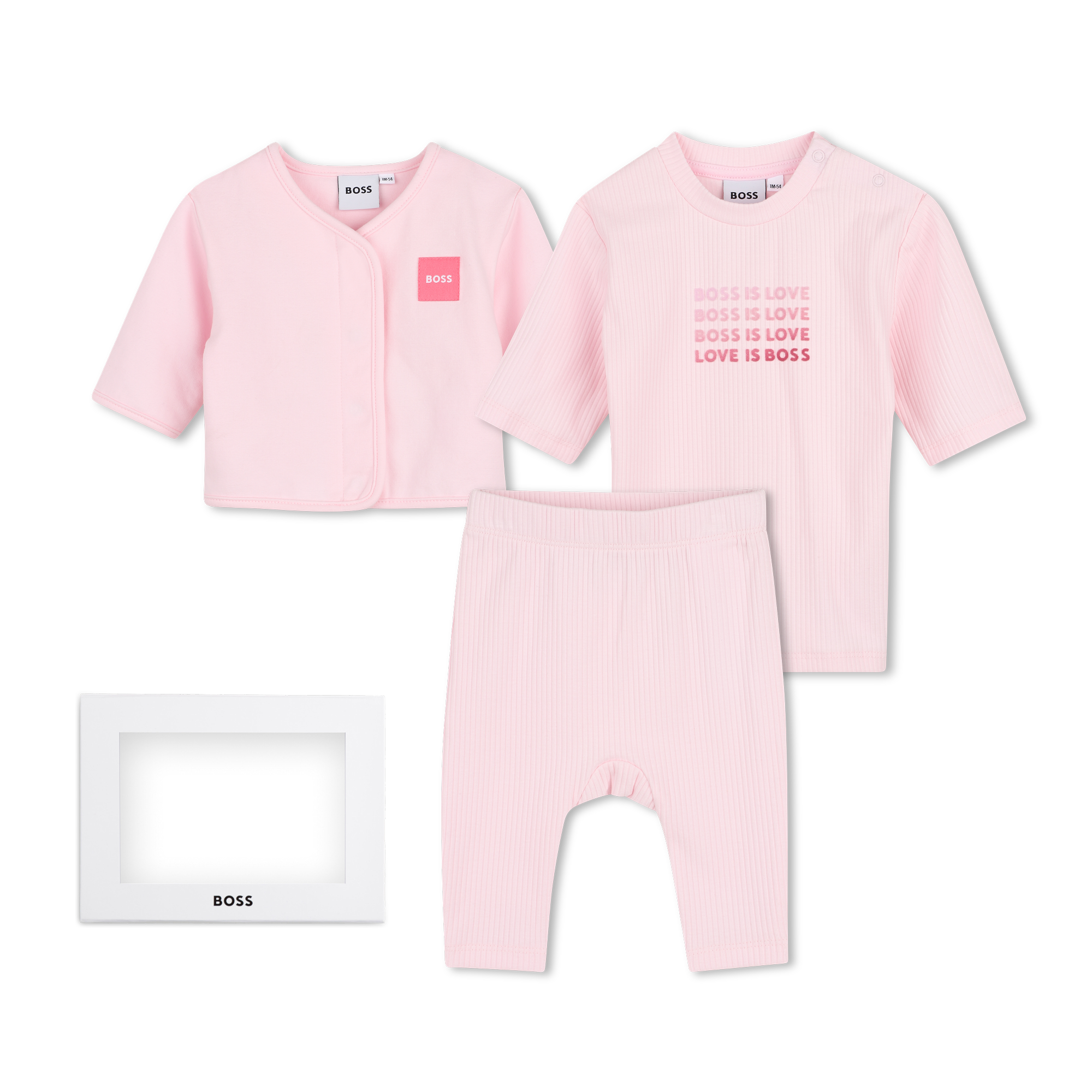 Boss - Ensemble Pantalon, Cardigan Et Tee-shirt - Bubblegum - Fille - 3 Ans Boss - Ensemble Pantalon, Cardigan Et Tee-shirt - Bubblegum - Fille - 3 Ans