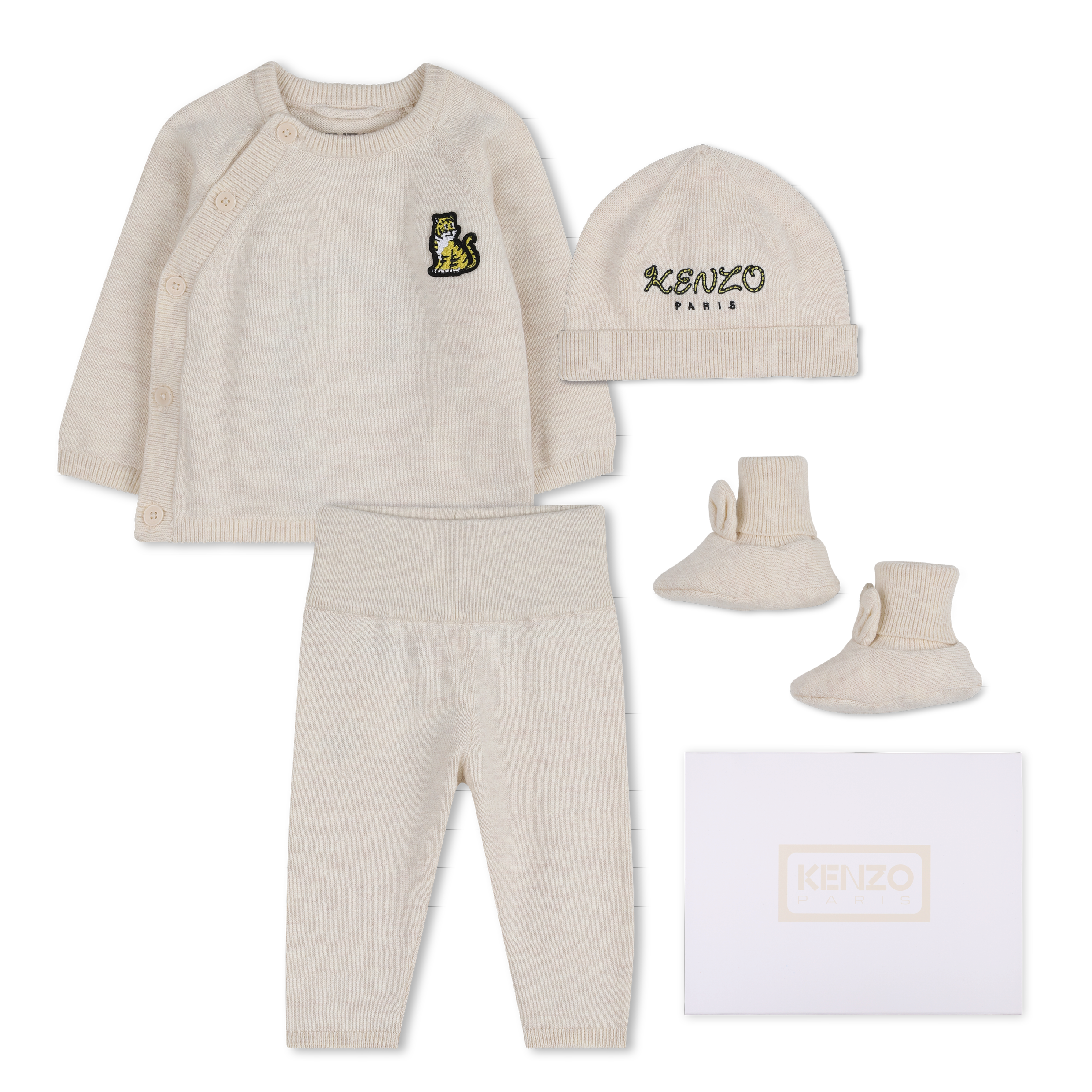 Kenzo Kids - Ensemble Pull, Pantalon, Bonnet Et Chaussettes - Havane Chine - Unisexe - 18 Mois