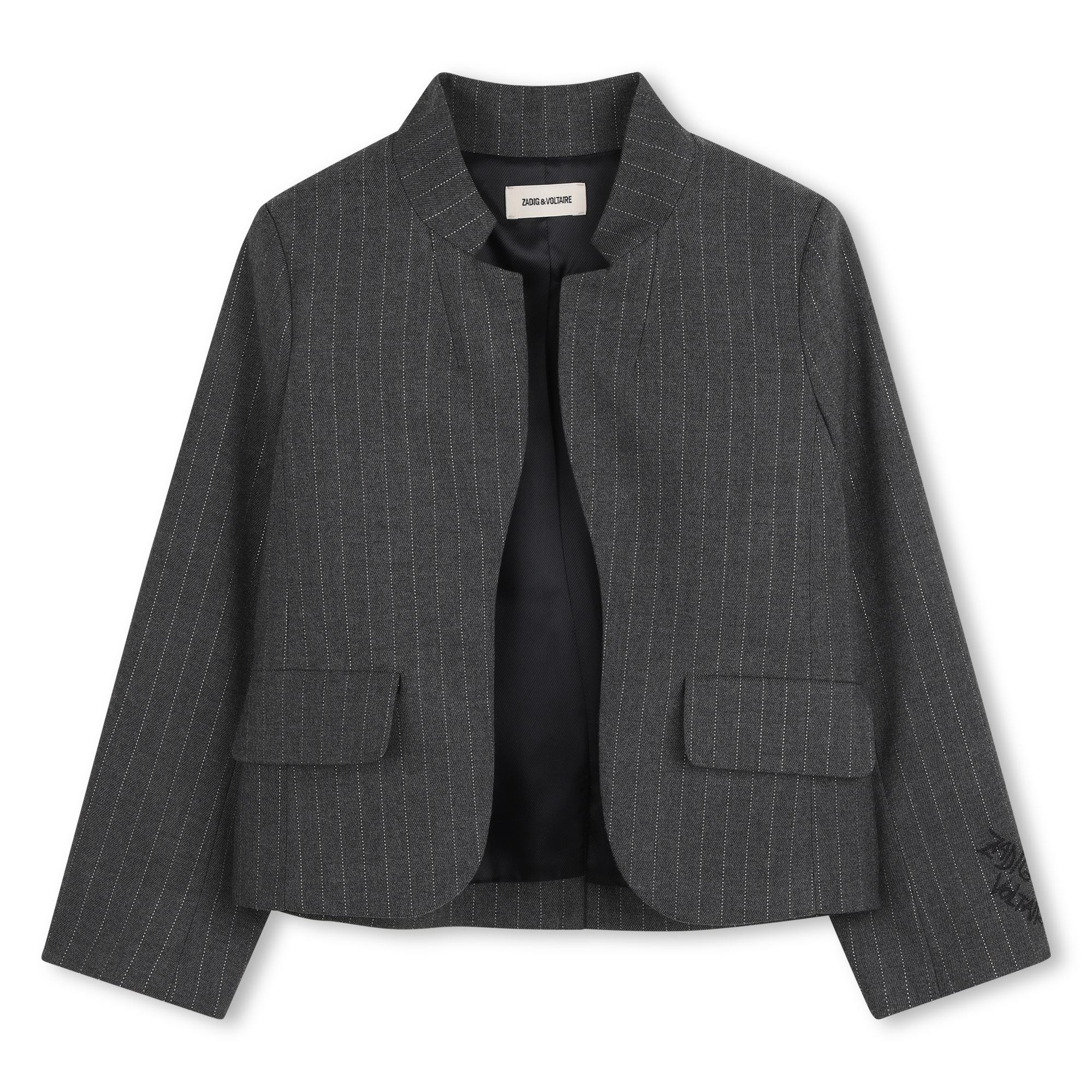 Zadig & Voltaire - Veste Rayée Col Fantaisie - Gris Chine - Fille - 4 Ans