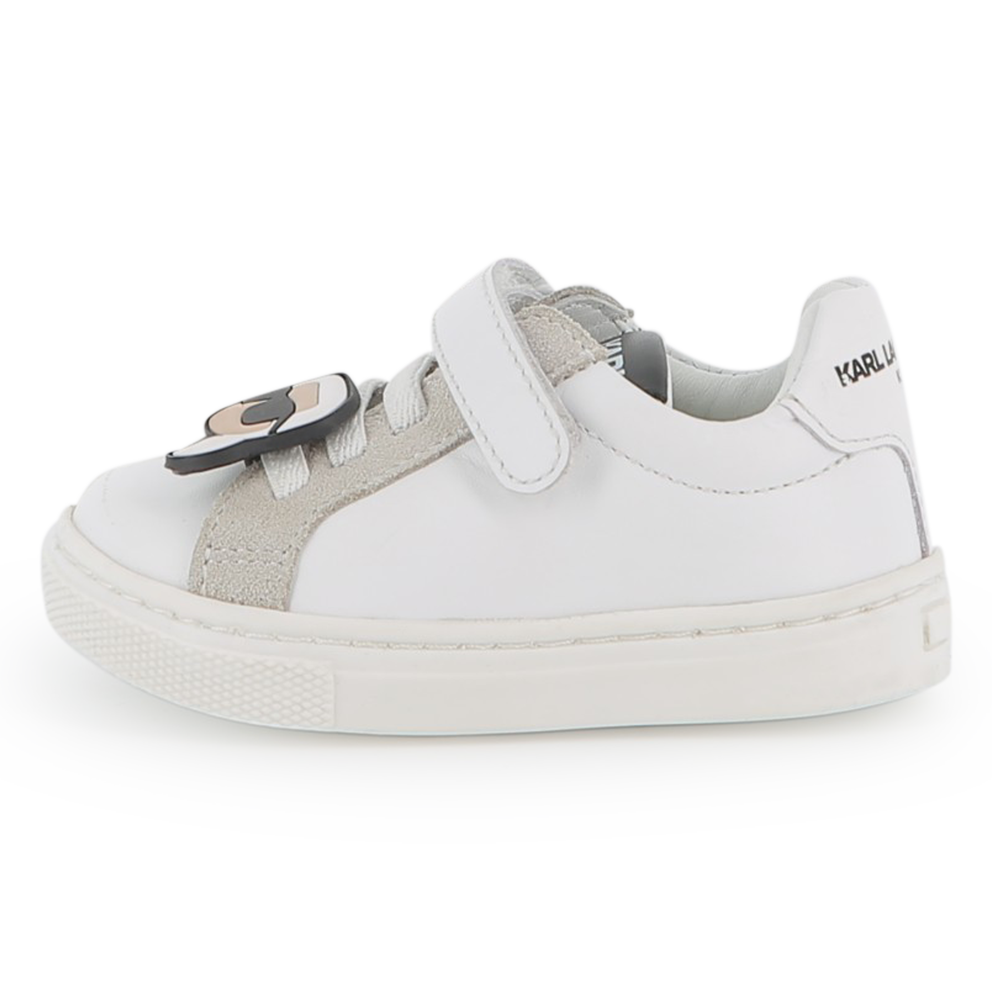 Karl+Lagerfeld+Kids+-+Baskets+Basses+En+Cuir+De+Vachette+-+Unisexe+-+Taille+19+-+Blanc+-+Kids+Around