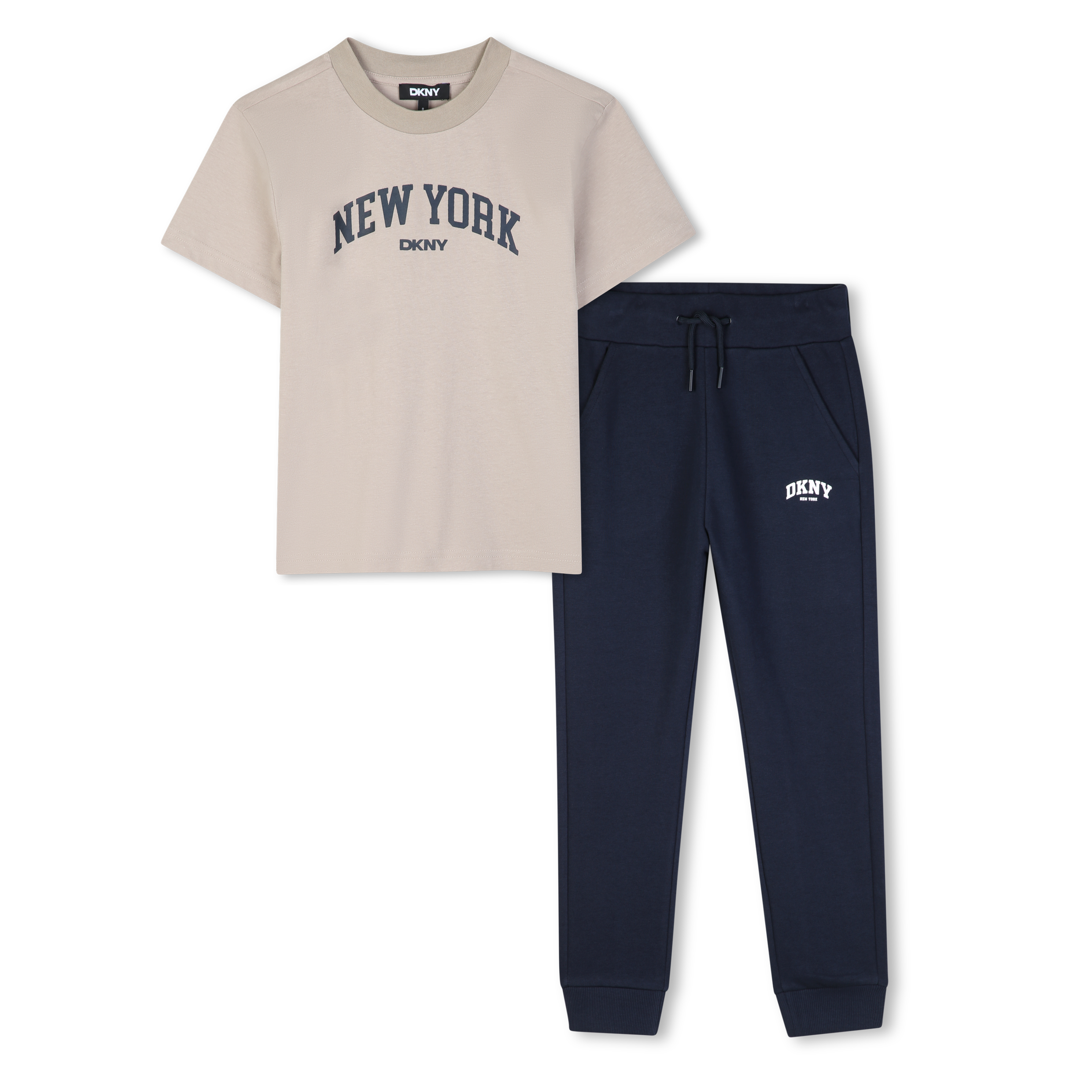 Dkny - Ensemble Tee-shirt Et Pantalon - Beige Marine - Garçon - 12 Ans Dkny - Ensemble Tee-shirt Et Pantalon - Beige Marine - Garçon - 12 Ans