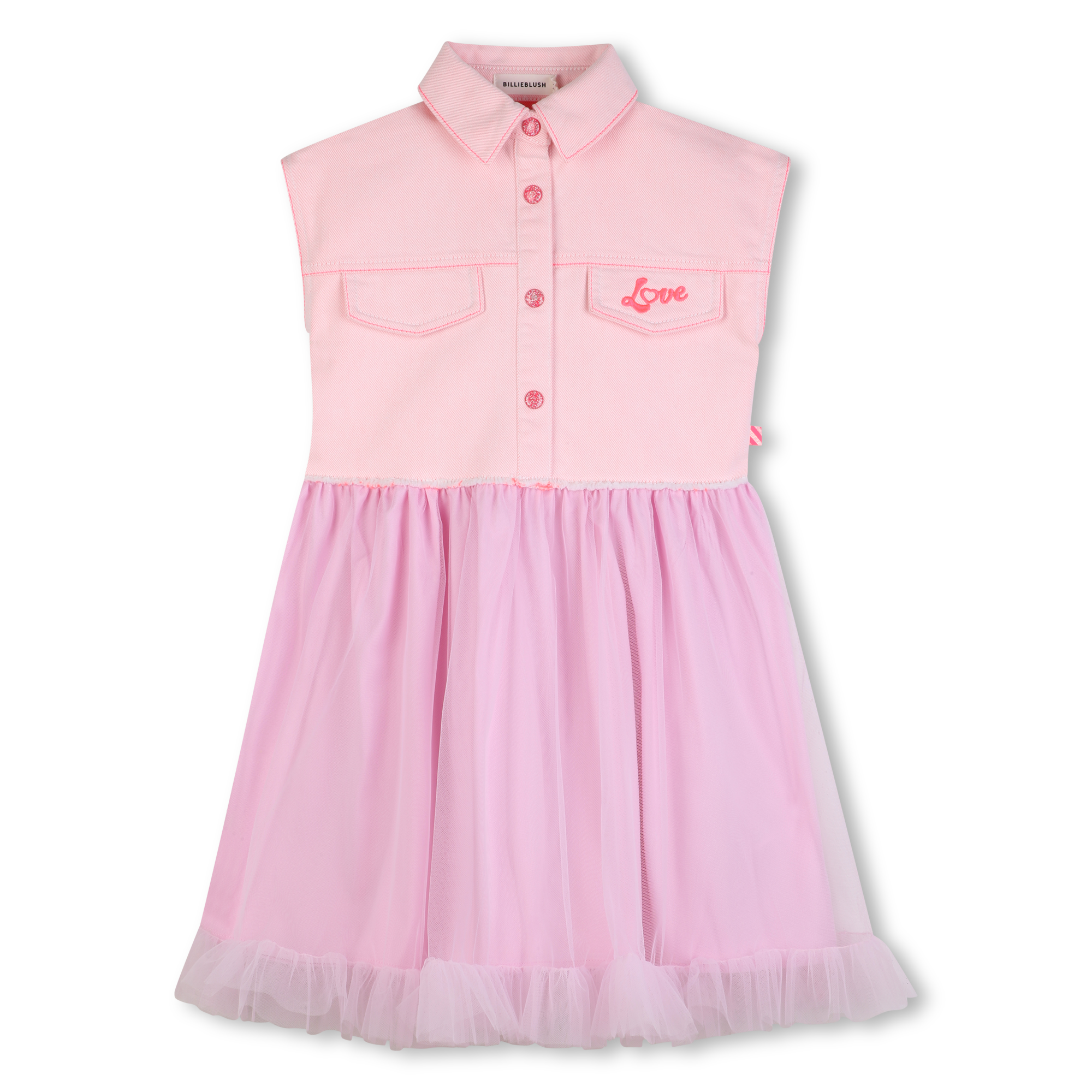 Billieblush - Robe Bi-matière - Rose Ecru - Fille - 12 Ans
