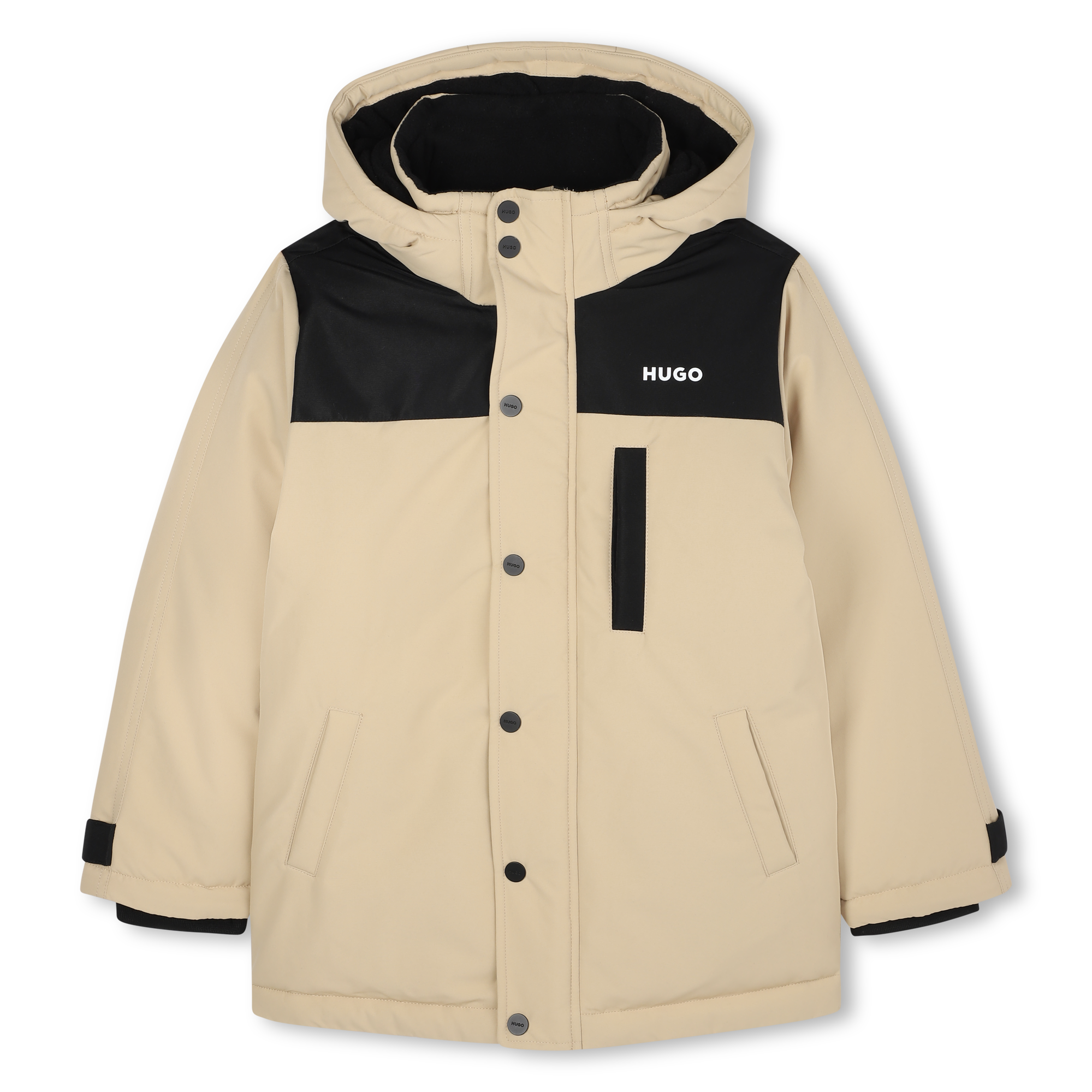 Hugo - Parka À Capuche - Beige Noir - Garçon - 16 Ans