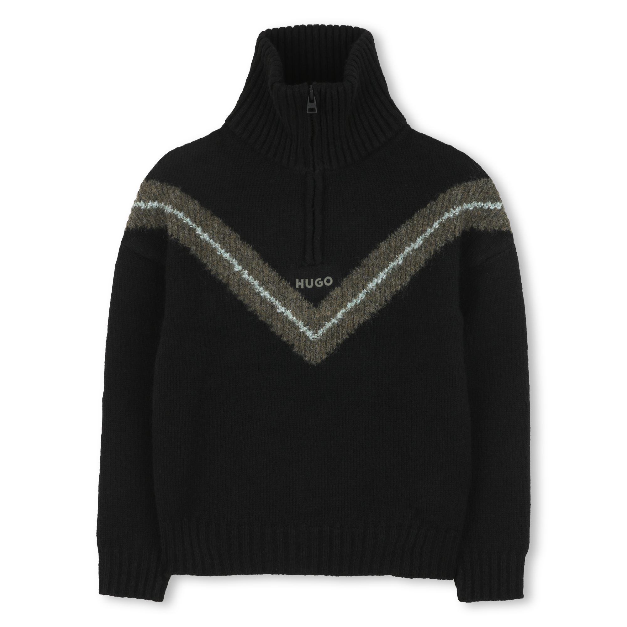 Hugo+-+Pull+Avec+Col+Zippe+Montant+-+Garcon+-+Taille+4+ans+-+Noir+-+Kids+Around