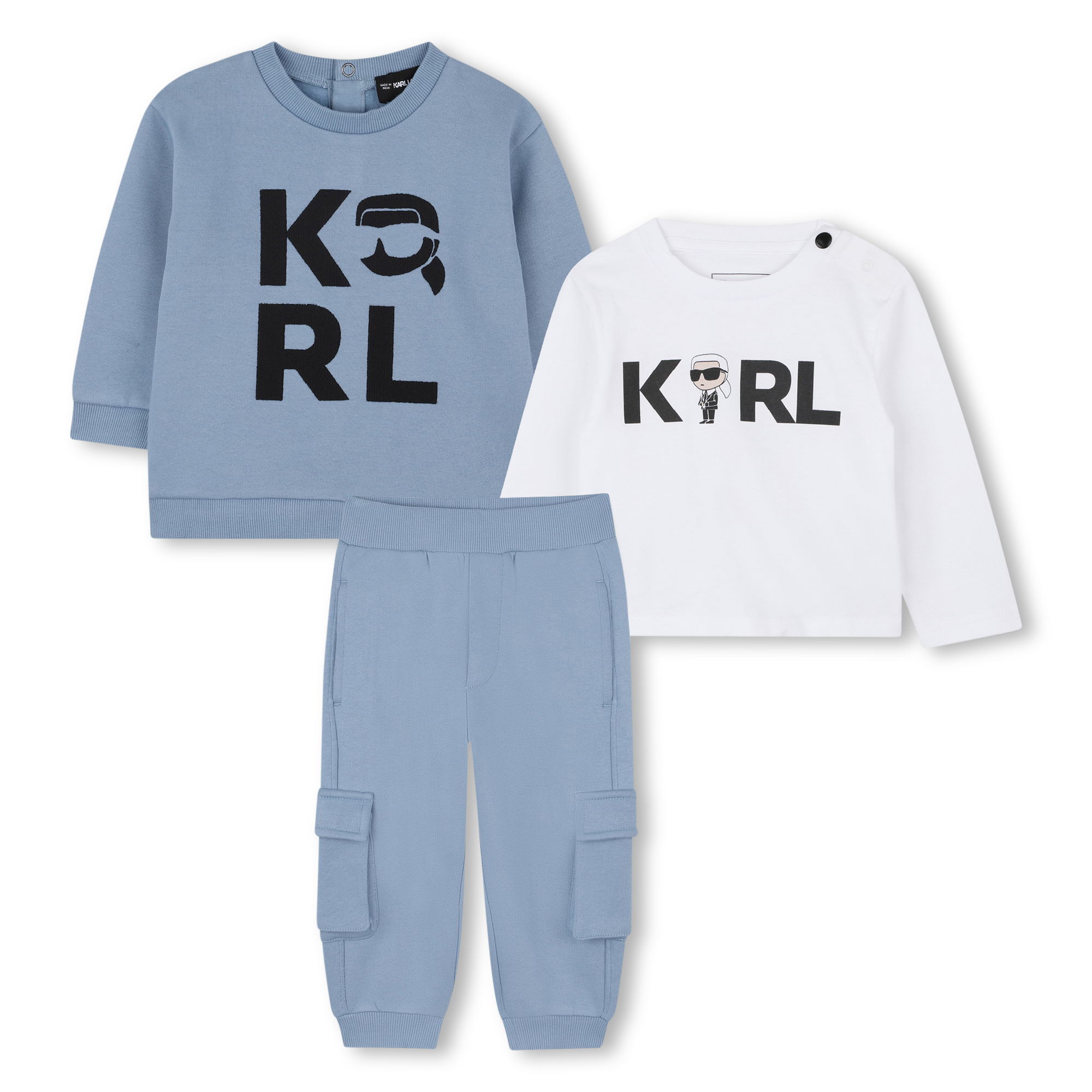 Karl+Lagerfeld+Kids+-+Ensemble+Sweat,+Pantalon+Et+T-shirt+-+Garcon+-+Taille+09m+-+Bleu+-+Kids+Around