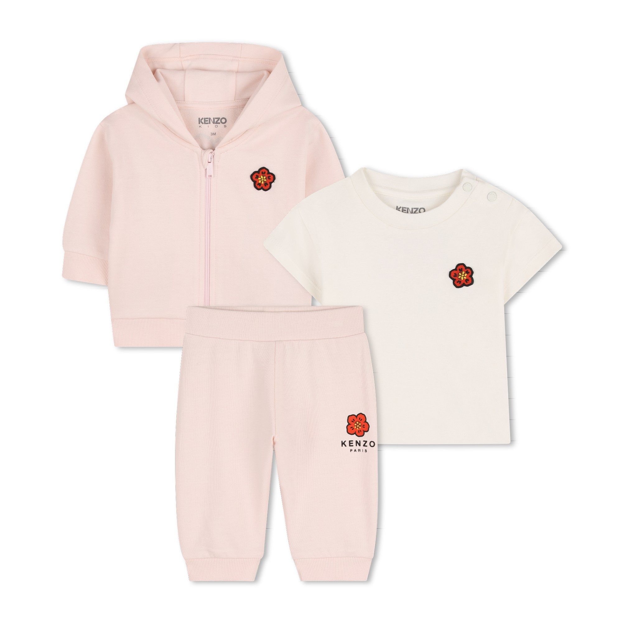 Kenzo Kids - Ensemble Pantalon, Cardigan Et Tee-shirt - Litchi - Unisexe - 18 Mois