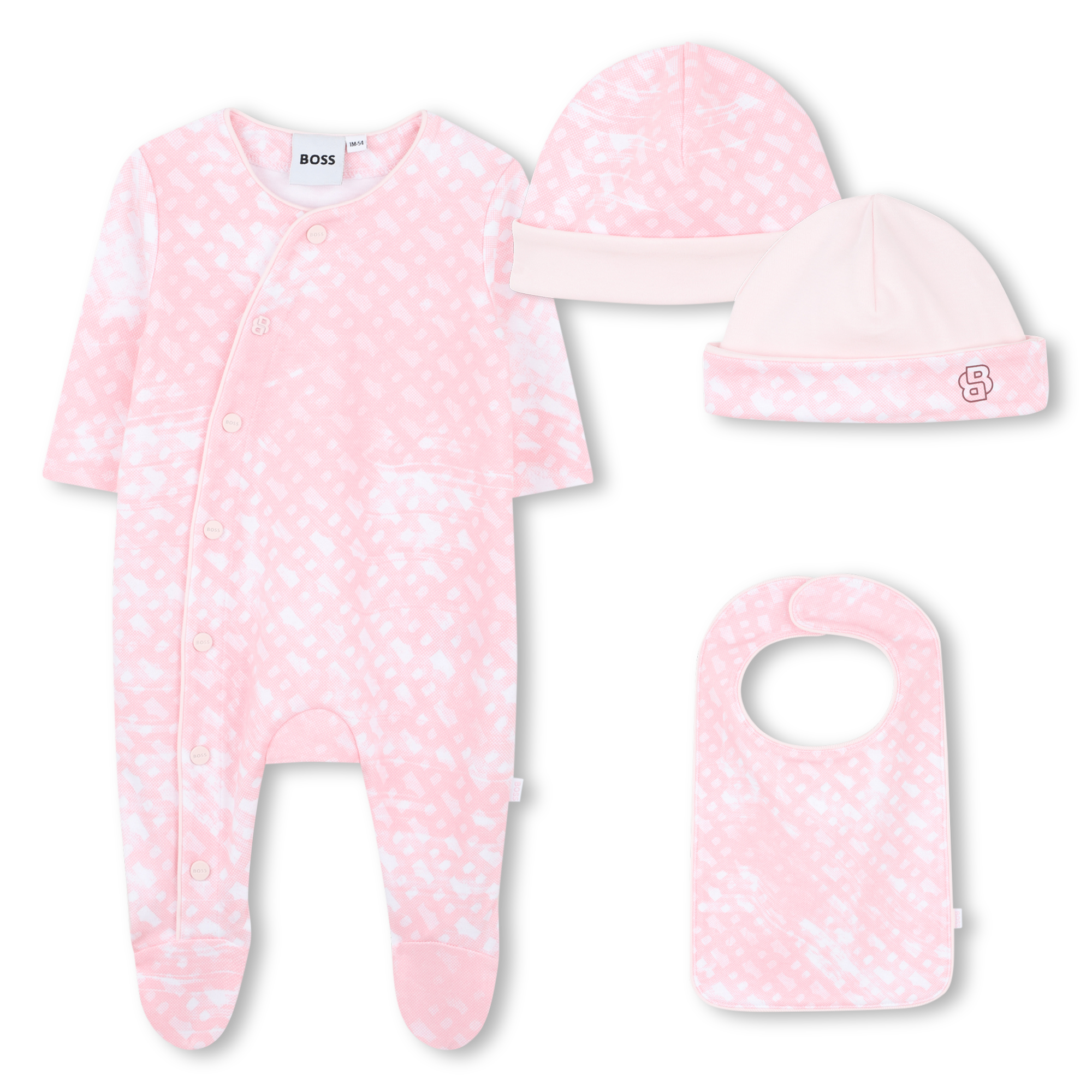 Boss+-+Ensemble+Pyjama,+Bavoir+Et+Bonnet+-+Fille+-+Taille+01m+-+Rose+-+Kids+Around