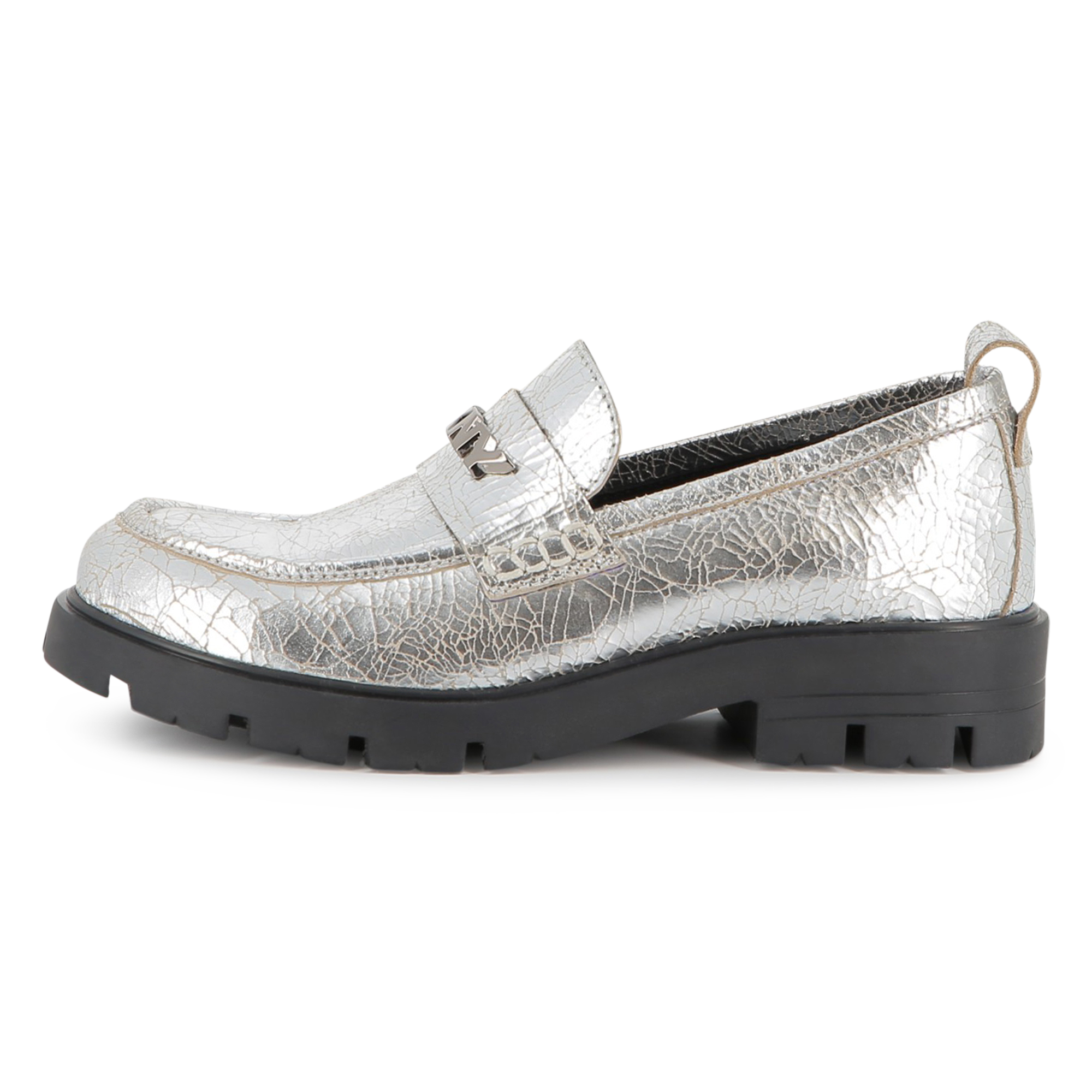 Dkny - Mocassins En Cuir De Vachette Métallisé - Silver - Fille - Taille 38