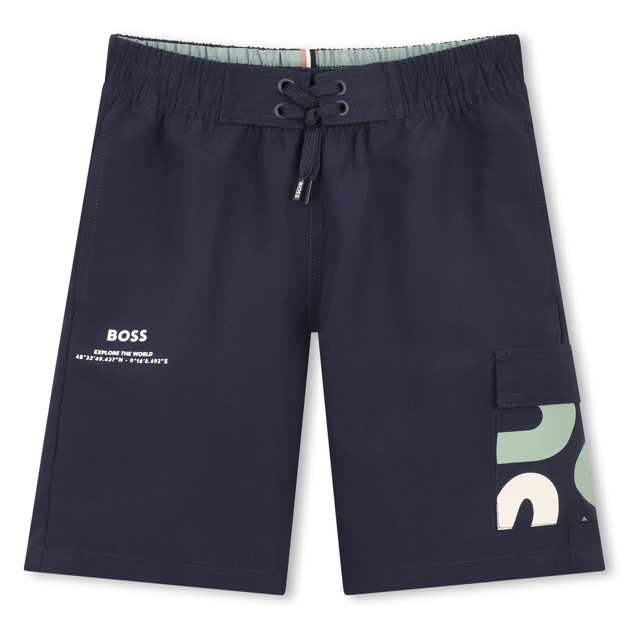Boss - Short De Bain - Bleu Cargo - Garçon - 14 Ans